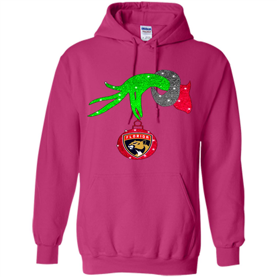 GRINCH HAND HOLDING FLORIDA PANTHERS GLITTER CHRISTMAS PINGPONG