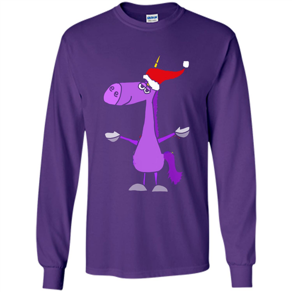 Funny Christmas Unicorn in Santa Hat - Long Sleeve T-Shirt
