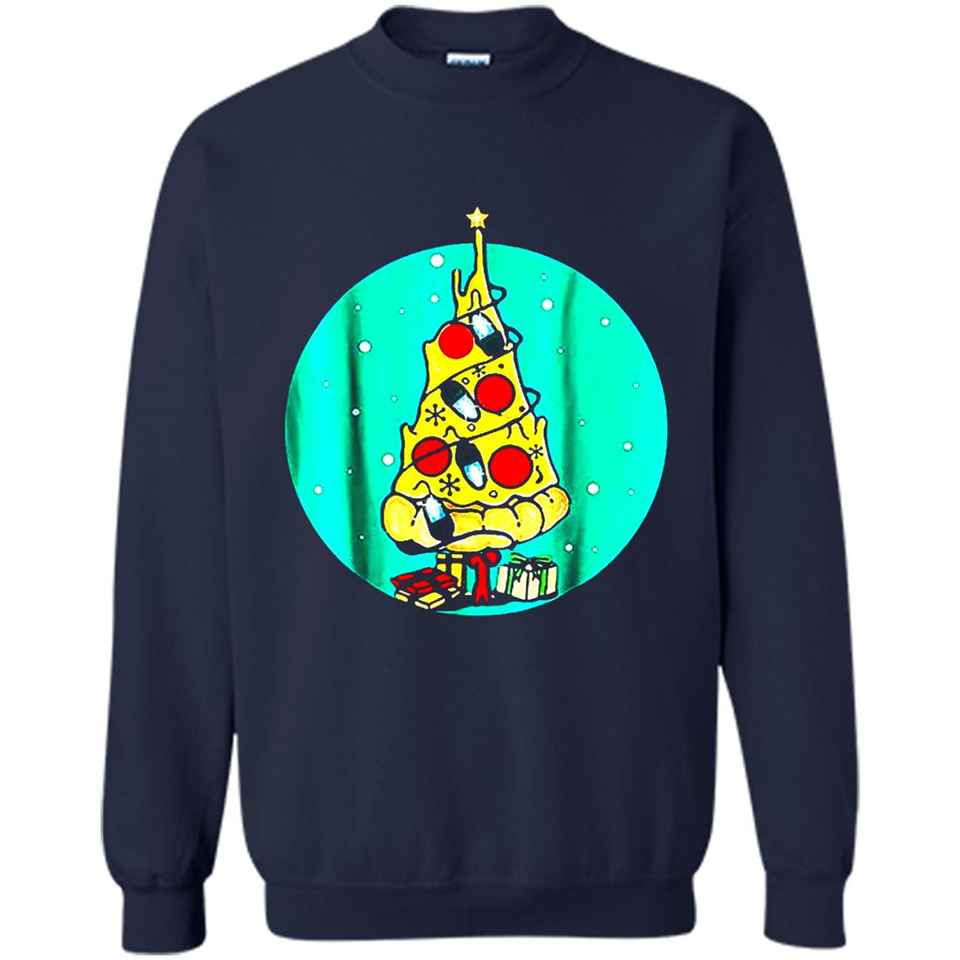Funny Pizza Ugly Christmas Sweater Xmas Pizza Tree - Sweatshirt