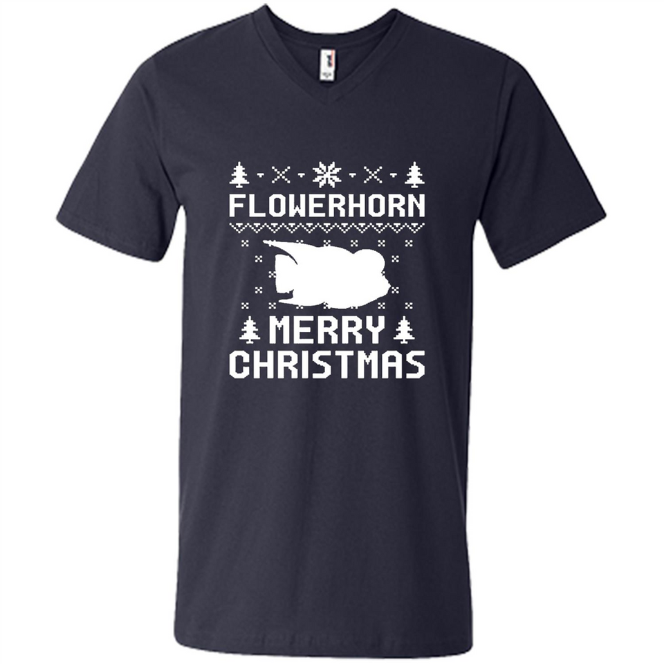 Flowerhorn Christmas T-shirt, Ugly Christmas Sweater - Men's V-Neck