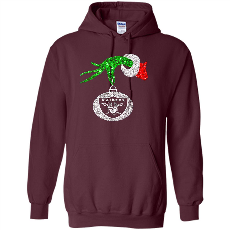 Amazing tee Oakland Raiders Glitter Grinch Monogram Ornament Christmas Gift - Hoodie