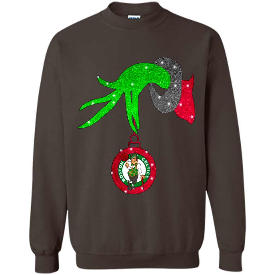 GRINCH HAND HOLDING BOSTON CELTICS NBA GLITTER CHRISTMAS PINGPONG