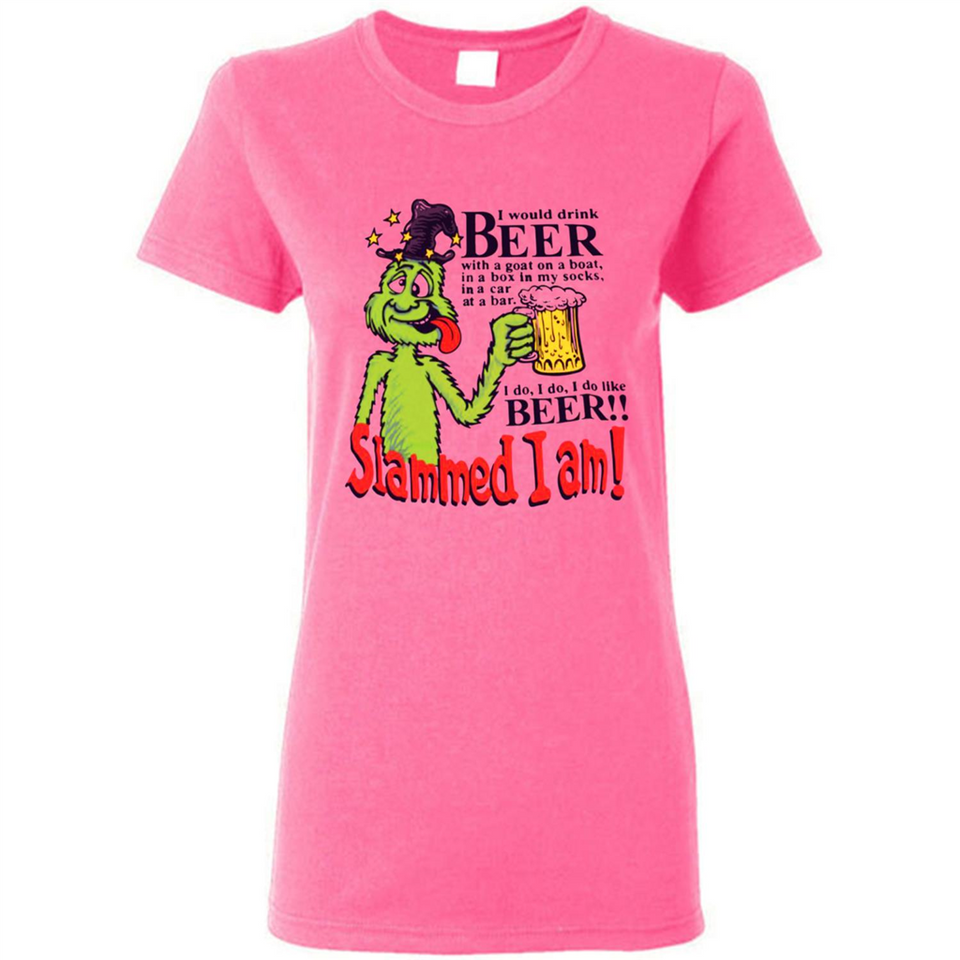 Slammed I Am I Would Drink Beer With A Goat On A Boat Shirt - Ladies Short-Sleeve