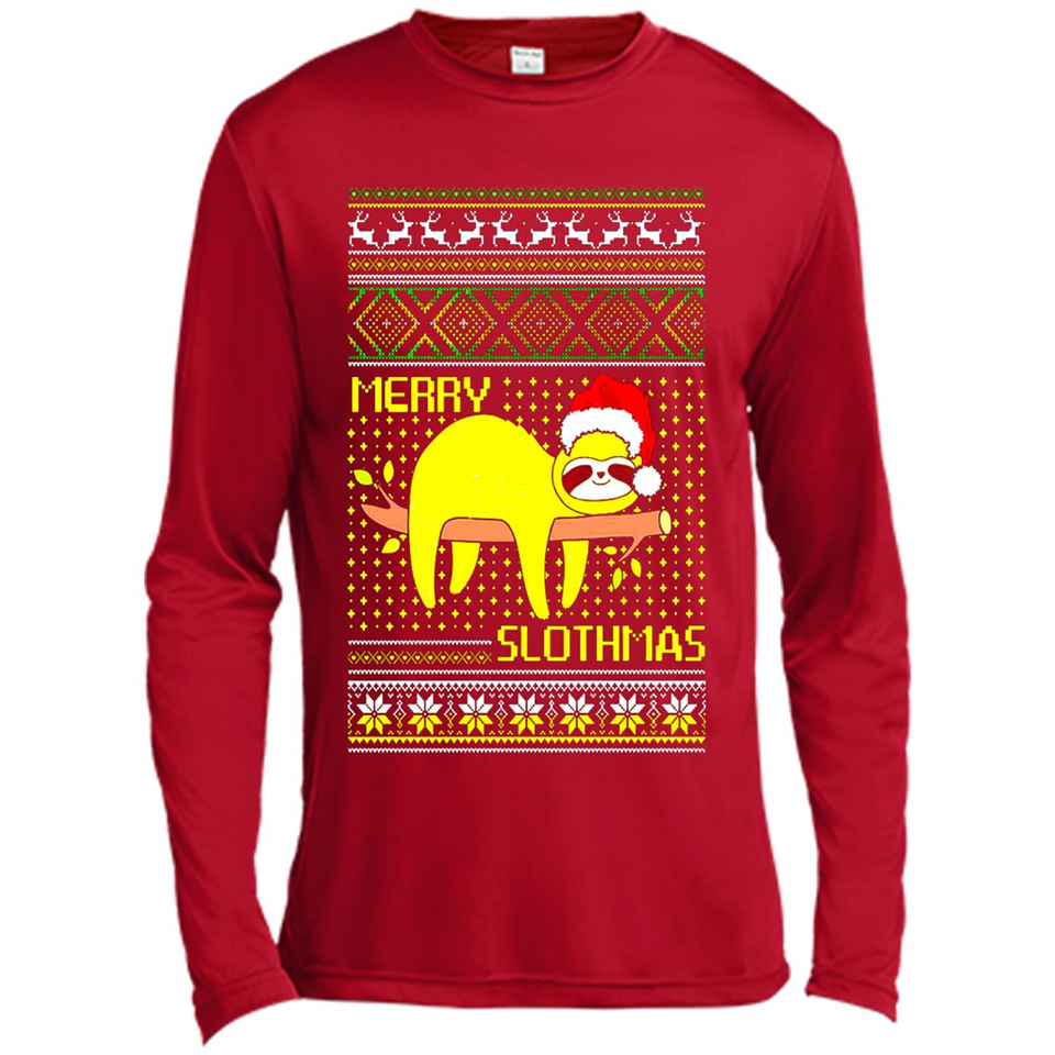 Merry Slothmas Sloth Christmas Sweater PINGPONG - Canvas Long Sleeve T-Shirt