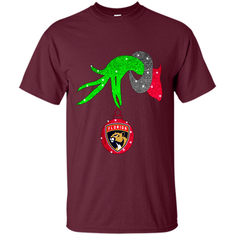 GRINCH HAND HOLDING FLORIDA PANTHERS GLITTER CHRISTMAS PINGPONG