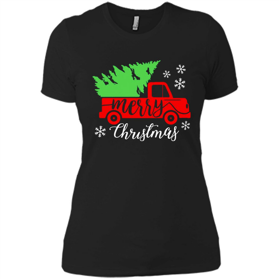 Vintage Christmas Classic Truck T-Shirt with Snow and Tree
