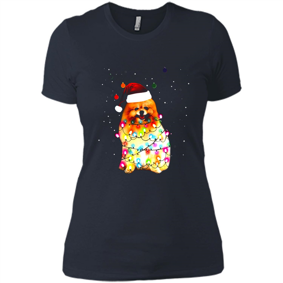 Pomeranian Santa Lights Christmas Dog Xmas Sweatshirt - Ladies' Boyfriend T-Shirt