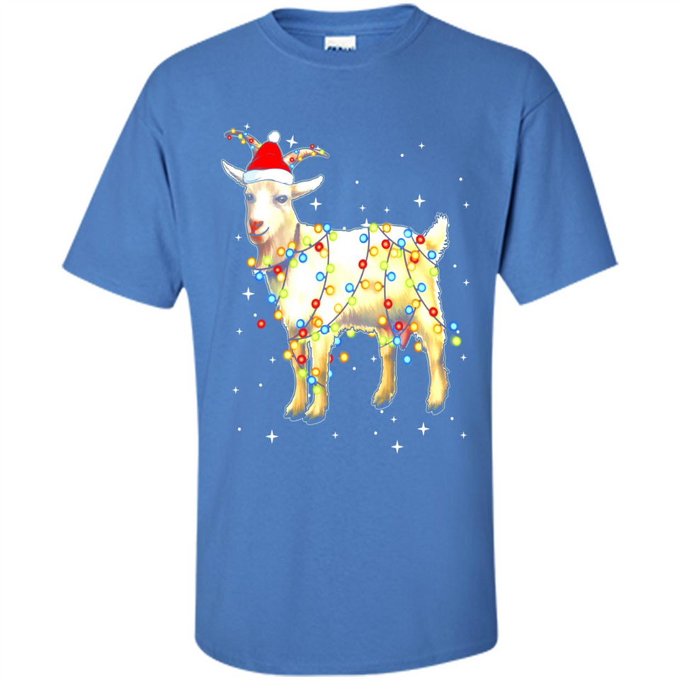 Christmas Lights Goat Wearing Santa Hat Funny Xmas - Shirt