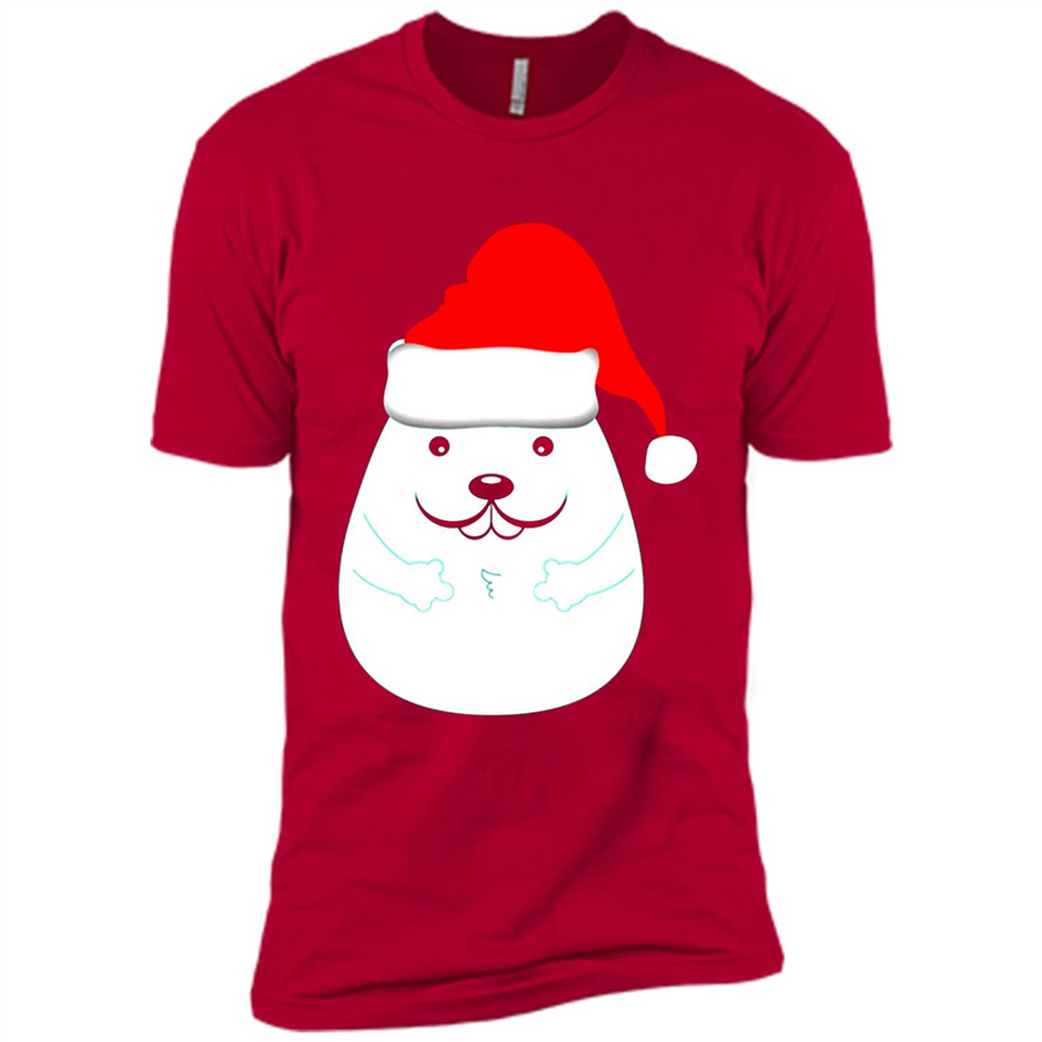 Funny Hamster Christmas t-shirt Santa Hat - Premium Short Sleeve T-Shirt