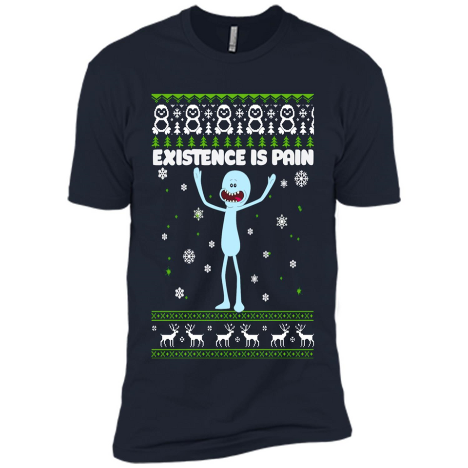 Mr Meeseeks Xistence Is Pain Ugly Christmas - Premium Short Sleeve T-Shirt