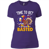 Time To Get Basted Funny Turkey Beer Thanksgiving - Ladies' Boyfriend T-Shirt