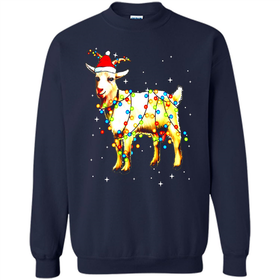 Christmas Lights Goat Wearing Santa Hat T-Shirt - Sweatshirt