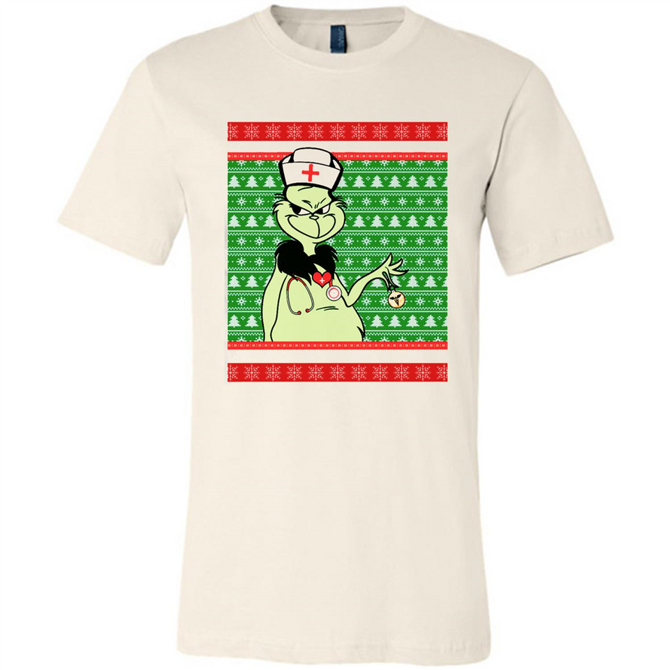 Grinch Nurse Ugly Christmas Sporty T-Shirt PINGPONG - Canvas Unisex T-Shirt