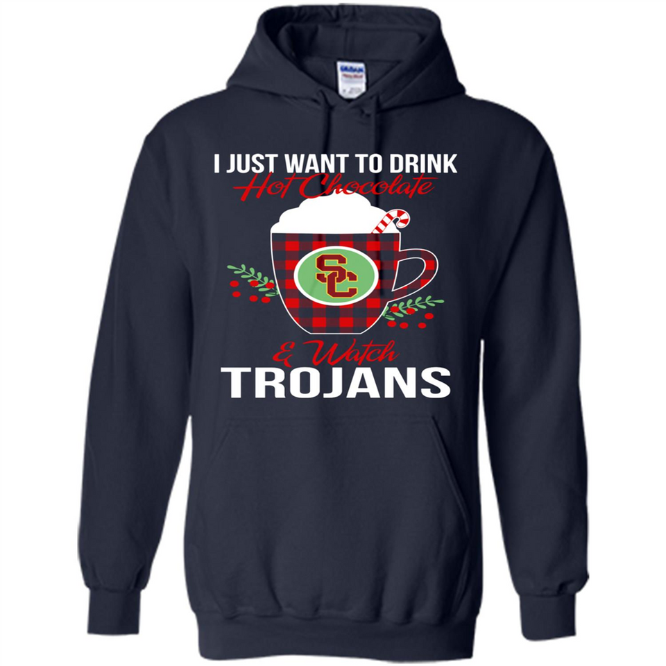 I Just Want To Drink Hot Chocolate & Watch USC Trojans Ugly Christmas Sweater PINGPONG
