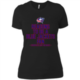 Reasons to be a Columbus Blue Jackets Fan Complete List on Back - Ladies' Boyfriend T-Shirt