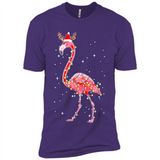 Christmas Lights Flamingo Wearing Santa Hat Funny Xmas - Premium Short Sleeve T-Shirt
