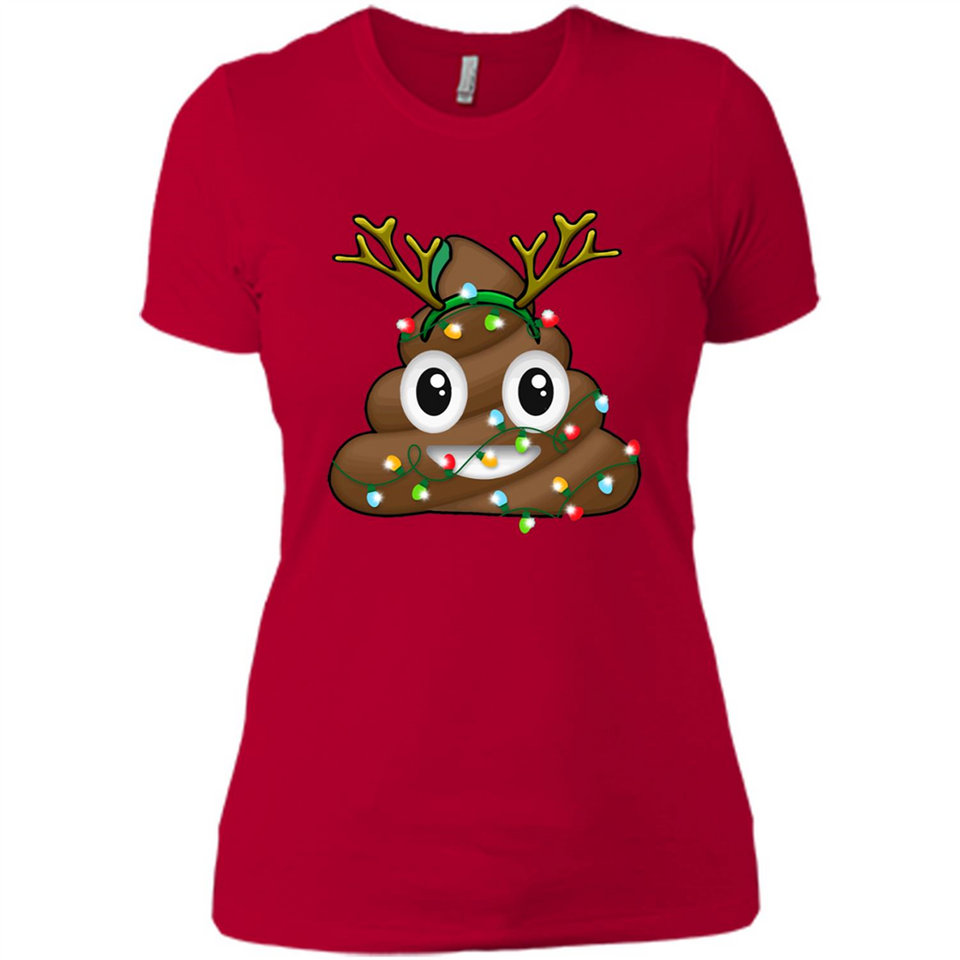 Reindeer Poop Emoji Cute Merry Christmas T-Shirt - Ladies' Boyfriend T-Shirt
