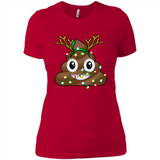 Reindeer Poop Emoji Cute Merry Christmas T-Shirt - Ladies' Boyfriend T-Shirt
