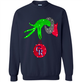 GRINCH HAND HOLDING COLORADO ROCKIES GLITTER CHRISTMAS PINGPONG