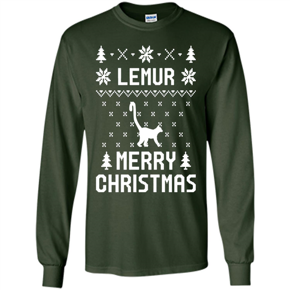 Vintage Tee For Women Men Graphic Shirts Lemur Ugly Christmas Sweater - Long Sleeve T-Shirt