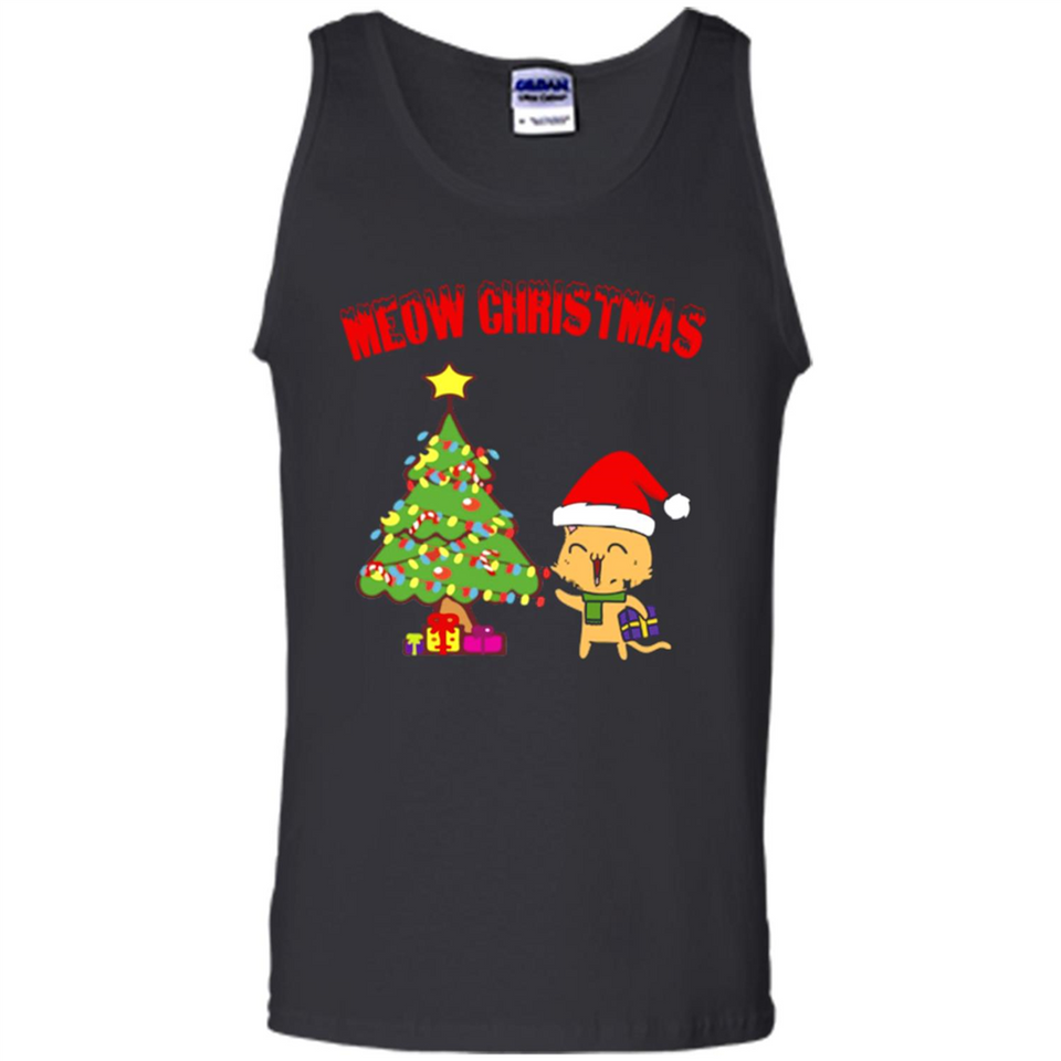 Meow merry christmas- cat and pine merry christmas - Tank Top