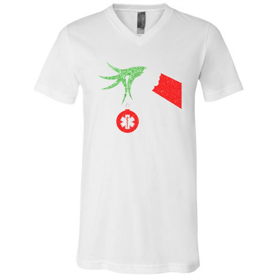 Funny Grinch Hand holding Doctor ornament Christmas Sporty T-Shirt - Canvas Unisex V-Neck