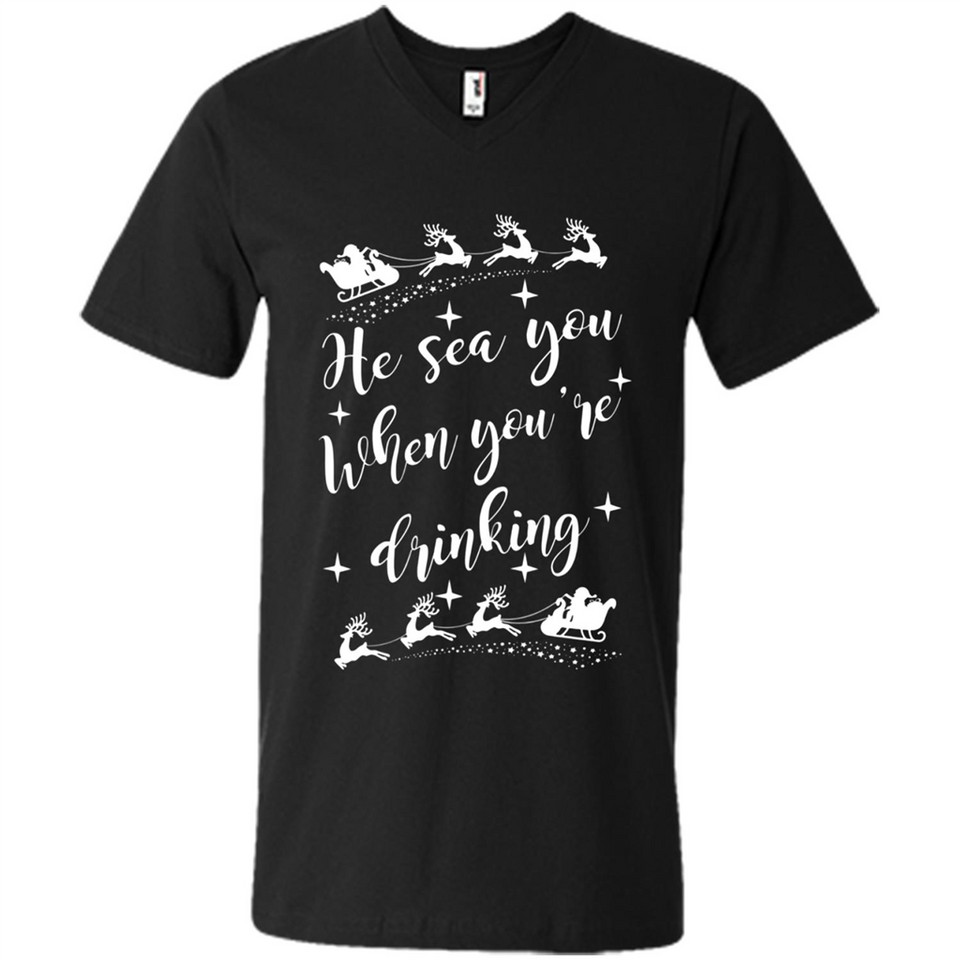 He Sees You When You're Drinking - Men's V-Neck