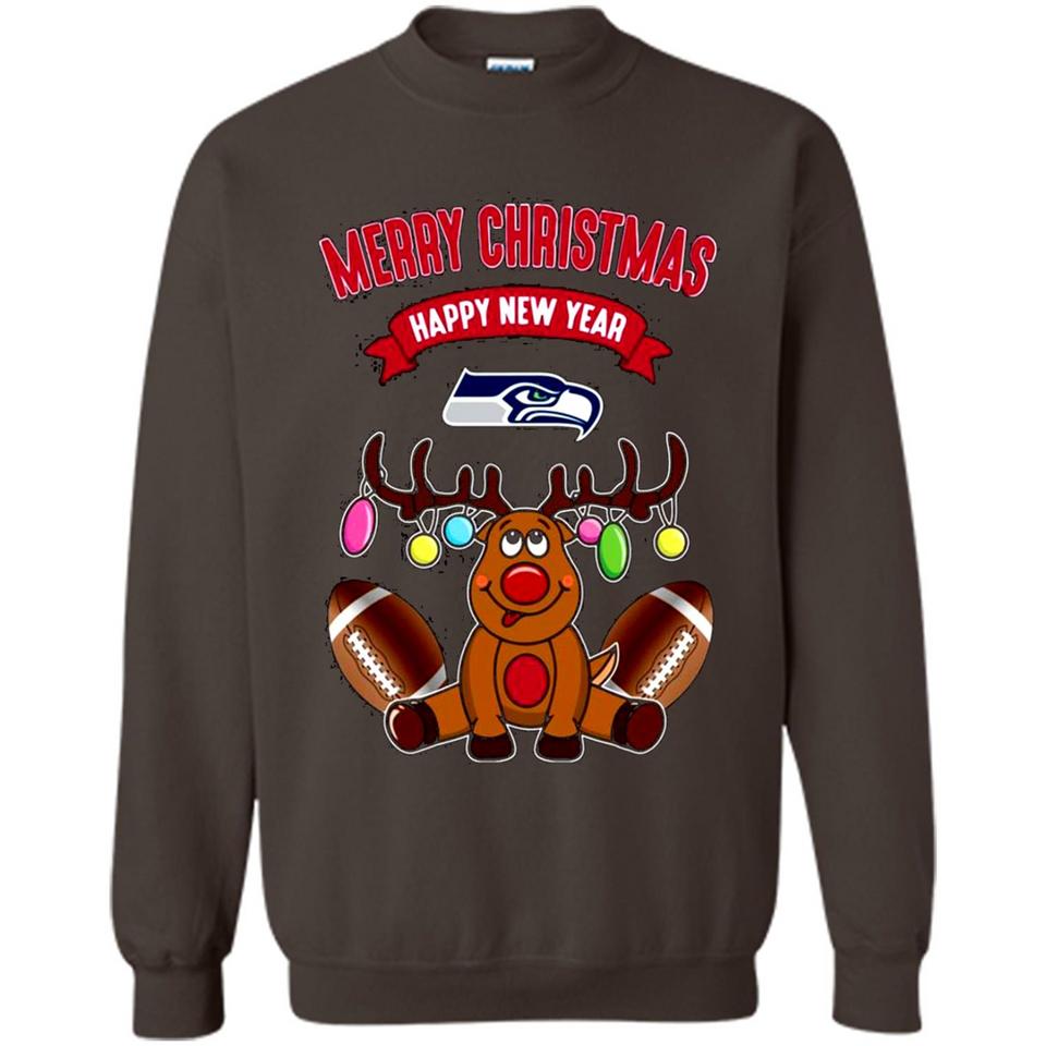 Seattle Seahawks NFL Reindeer Funny Merry Christmas And Happy New Year