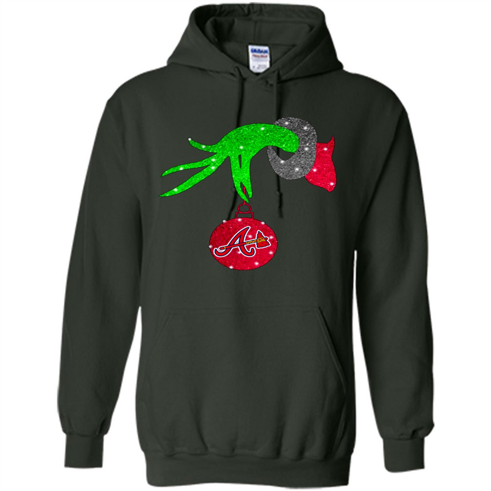 GRINCH HAND HOLDING ATLANTA BRAVES GLITTER CHRISTMAS PINGPONG