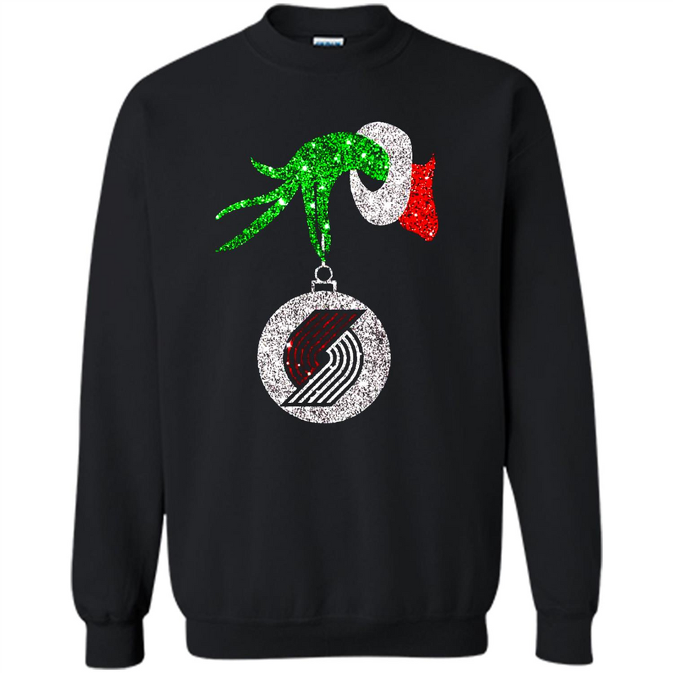 Amazing shirt Portland Trail Blazers Glitter Grinch Monogram Ornament Christmas - Sweatshirt