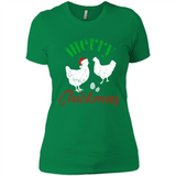Christmas Chicken Shirt Santa Hens Lover Funny Farmer Gift - Ladies' Boyfriend T-Shirt