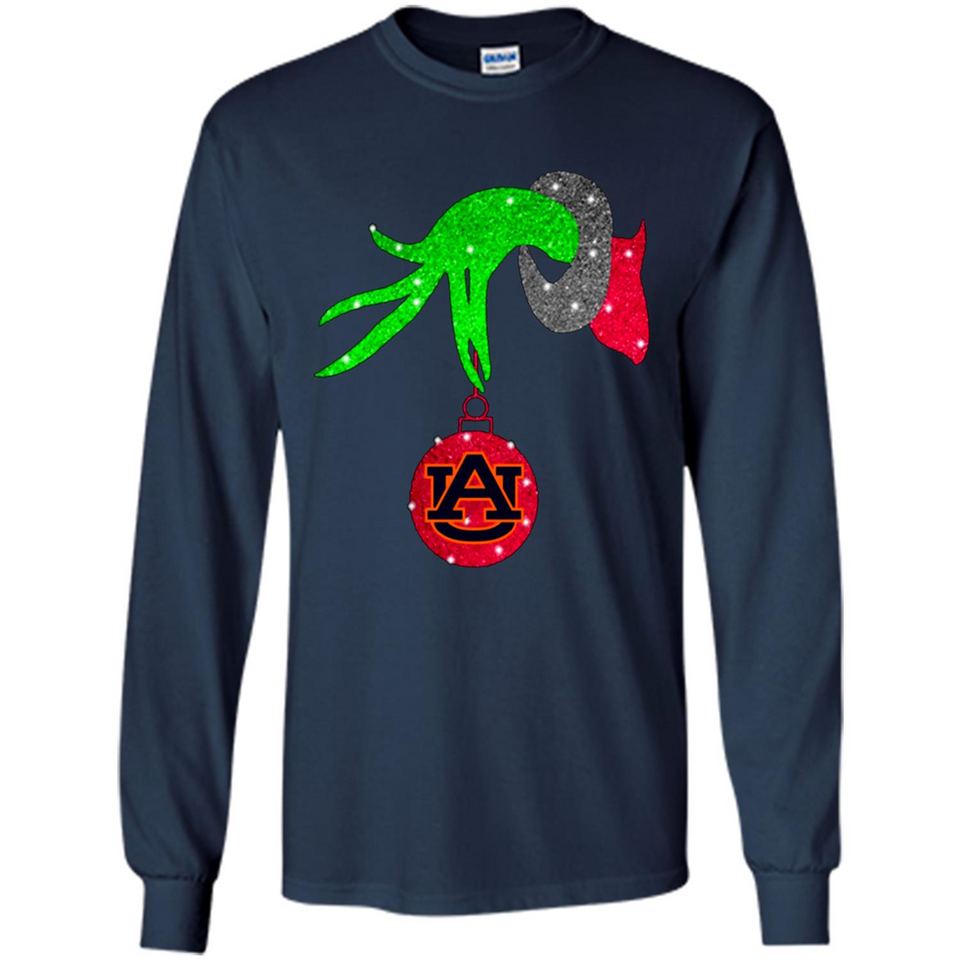 GRINCH HAND HOLDING AUBURN TIGERS GLITTER CHRISTMAS PINGPONG