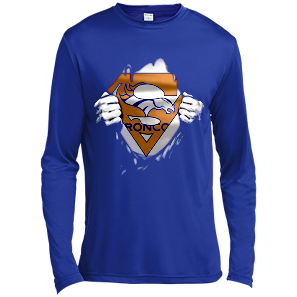 Denver Broncos And Superman Fans - Canvas Long Sleeve T-Shirt