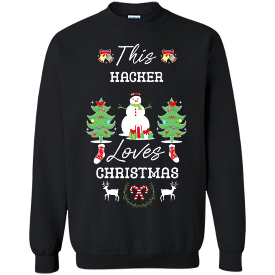 This Hacker Loves Christmas Tree Shirt with Snowman
