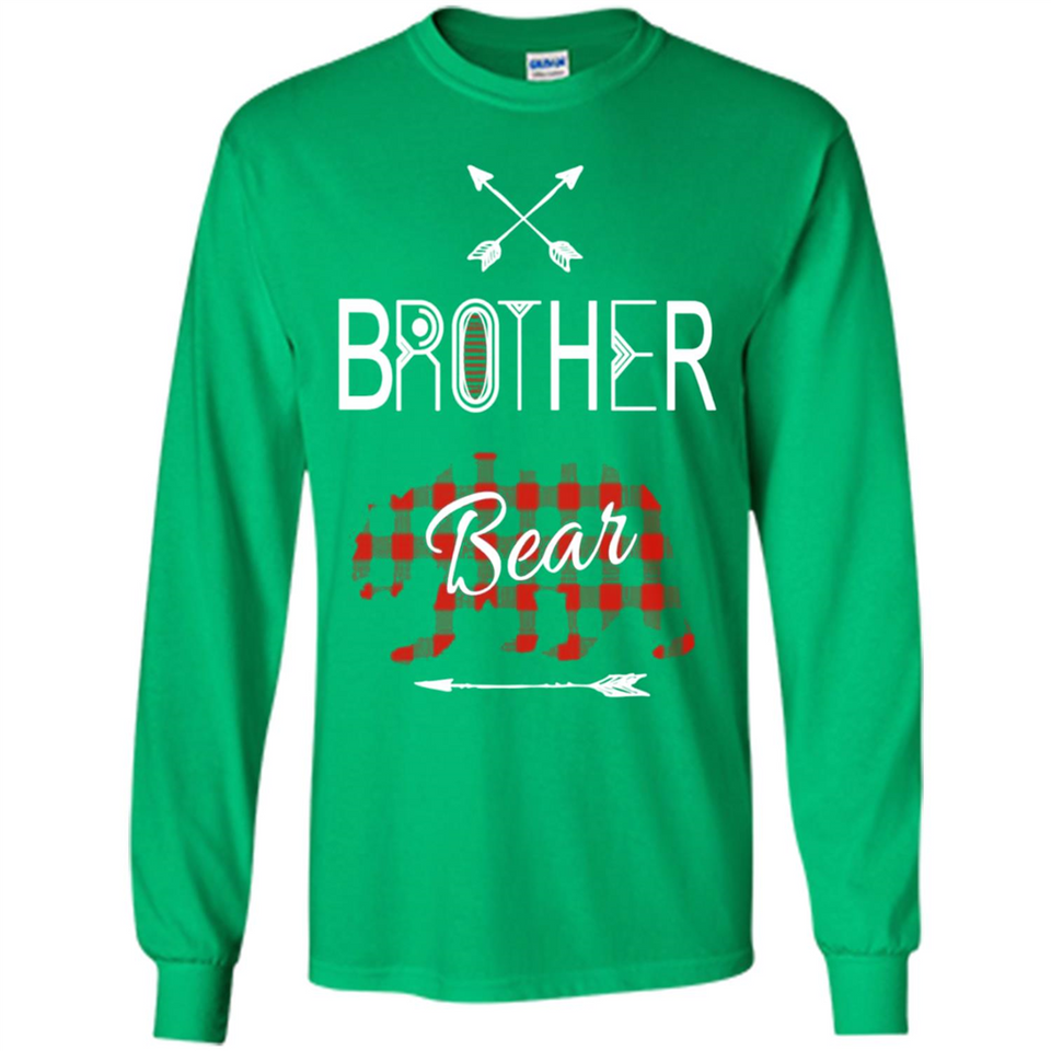 Brother Shirt Buffalo Plaid Family Camping Bear Tee - Long Sleeve T-Shirt
