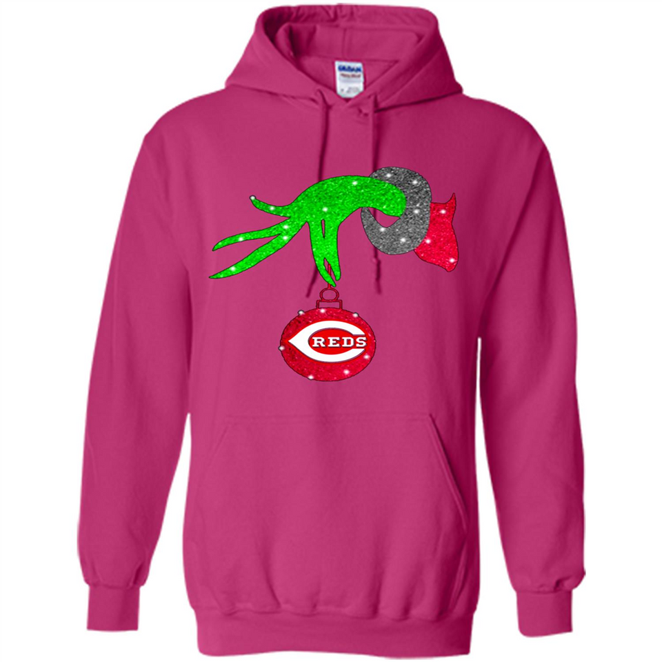 GRINCH HAND HOLDING CINCINNATI REDS GLITTER CHRISTMAS PINGPONG