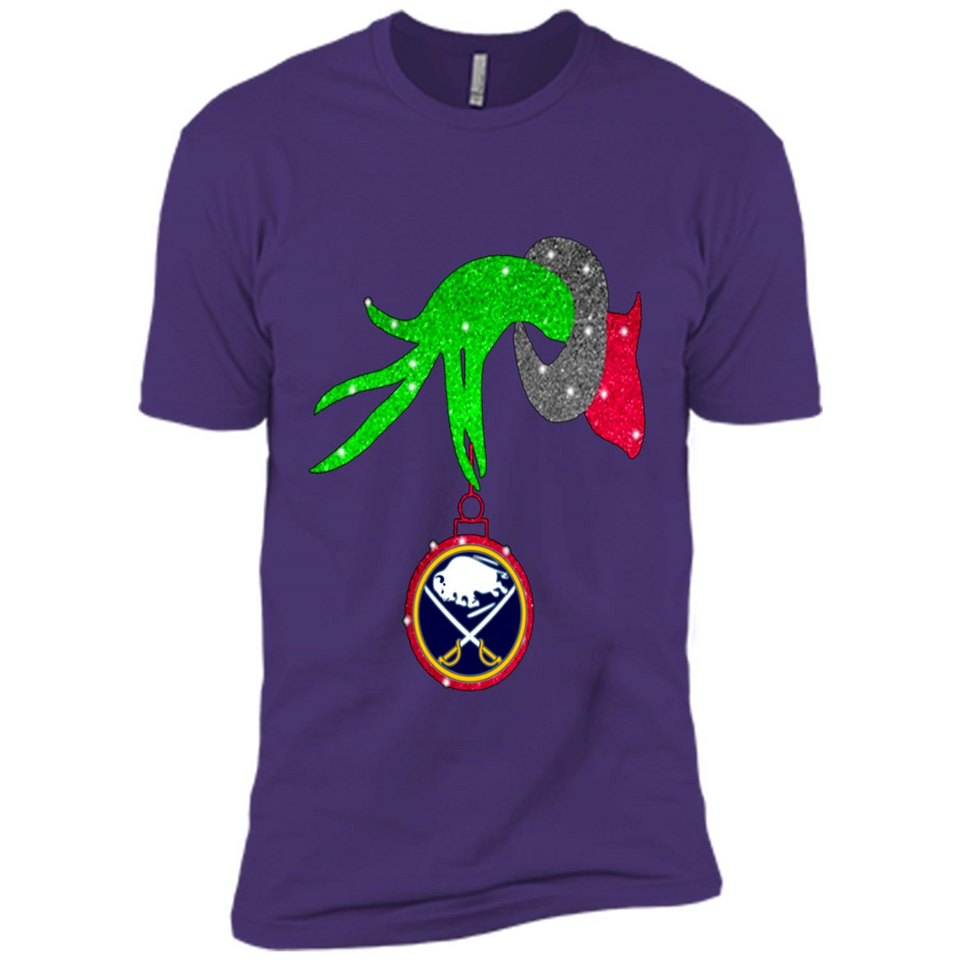 GRINCH HAND HOLDING BUFFALO SABRES GLITTER CHRISTMAS PINGPONG