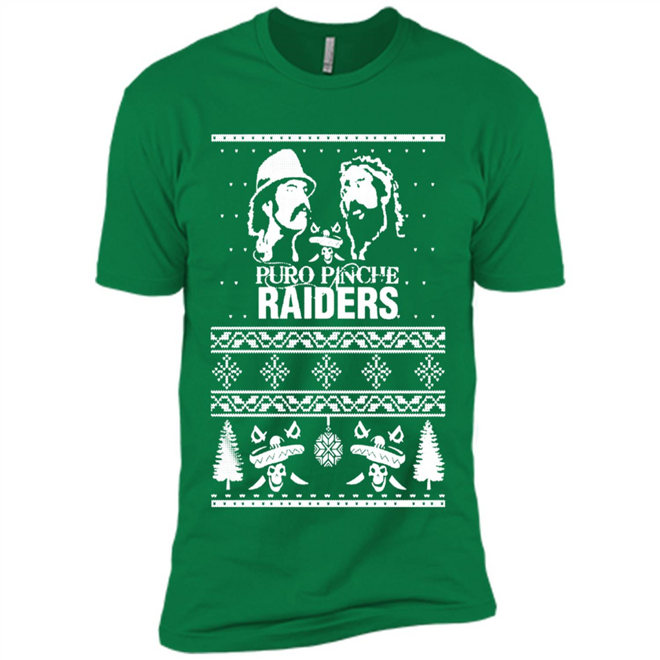 Puro Pinche Raiders Ugly Christmas Sweater - Premium Short Sleeve T-Shirt