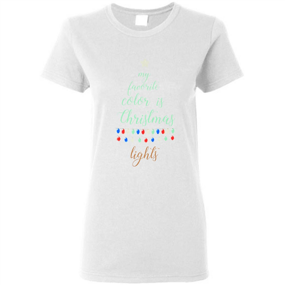 My Favorite Color is Christmas Lights Xmas Sporty T-Shirt - Ladies Short-Sleeve