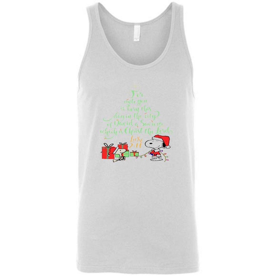 Snoopy Merry Christmas with Christmas tree T-Shirt - Canvas Unisex Tank