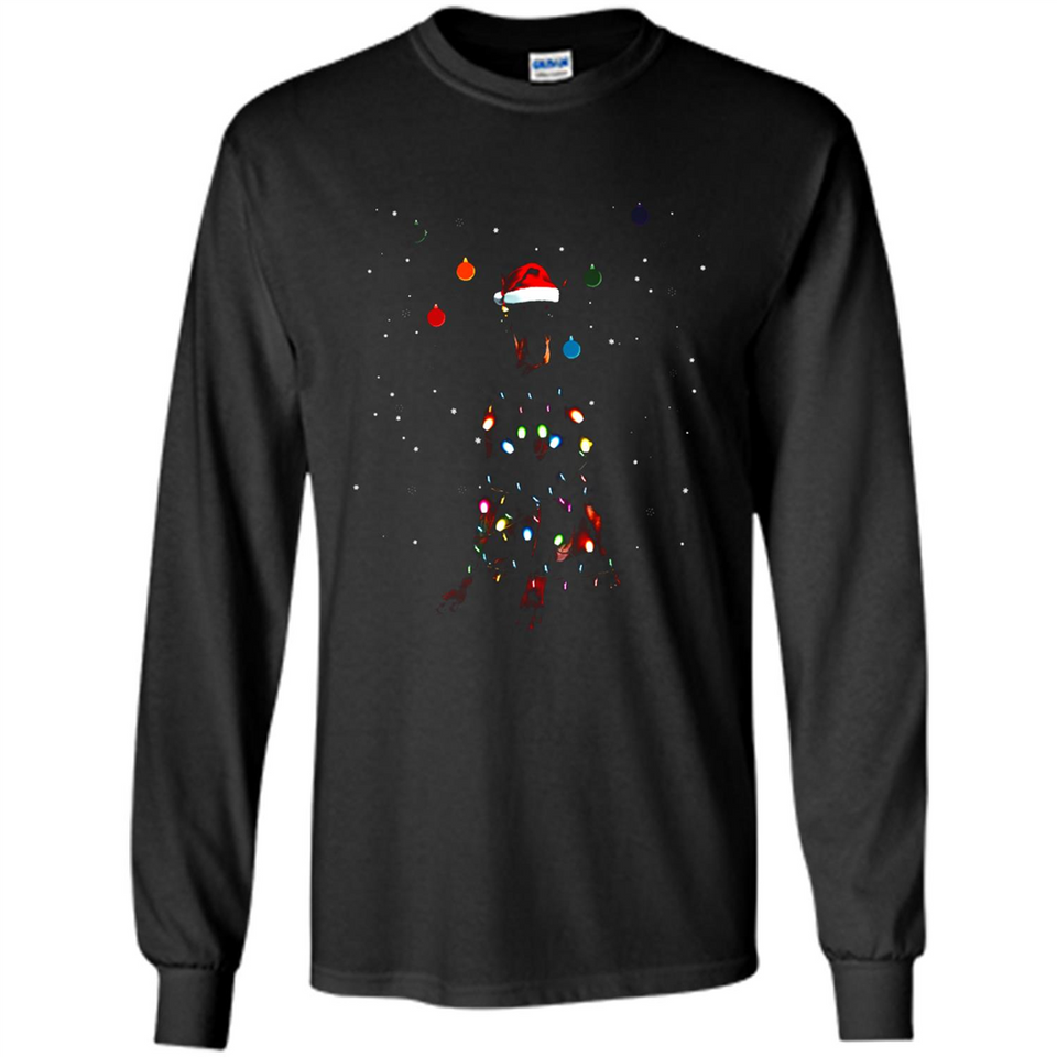 Doberman Santa Lights Christmas Dog Xmas Sweatshirt - Long Sleeve T-Shirt