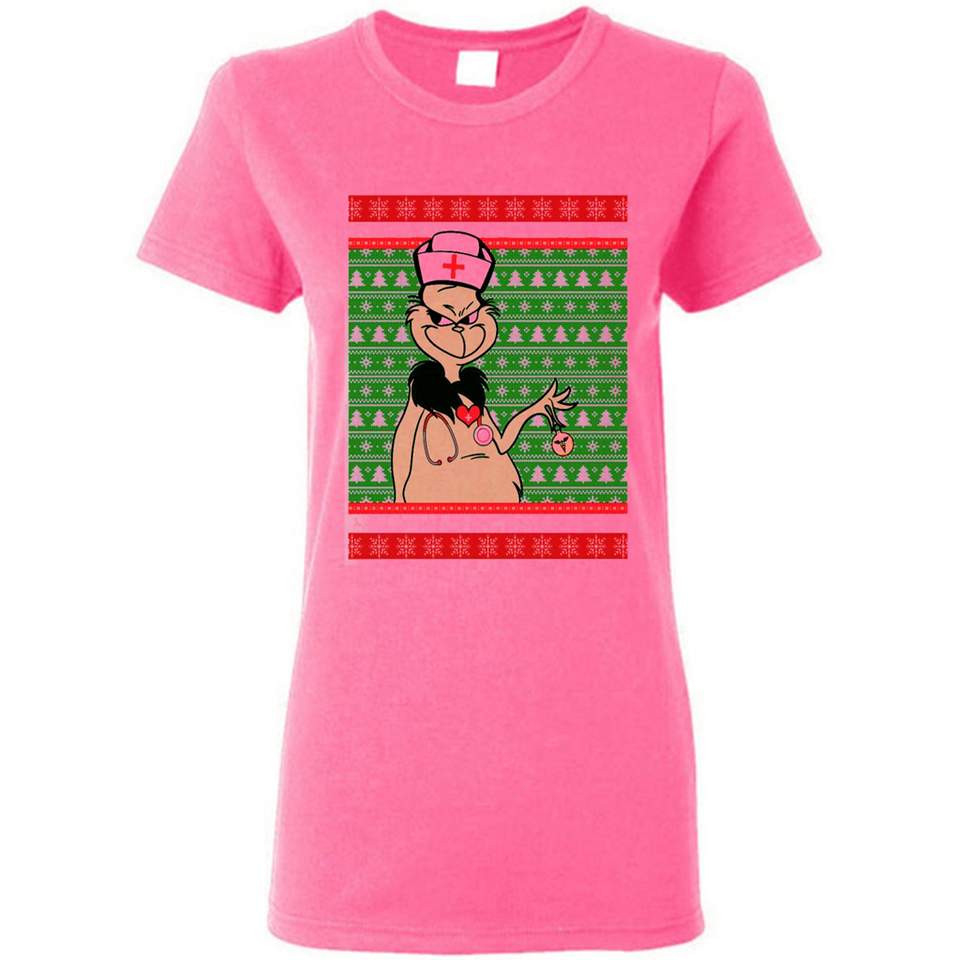 Grinch Nurse Ugly Christmas Sporty T-Shirt PINGPONG - Ladies Short-Sleeve