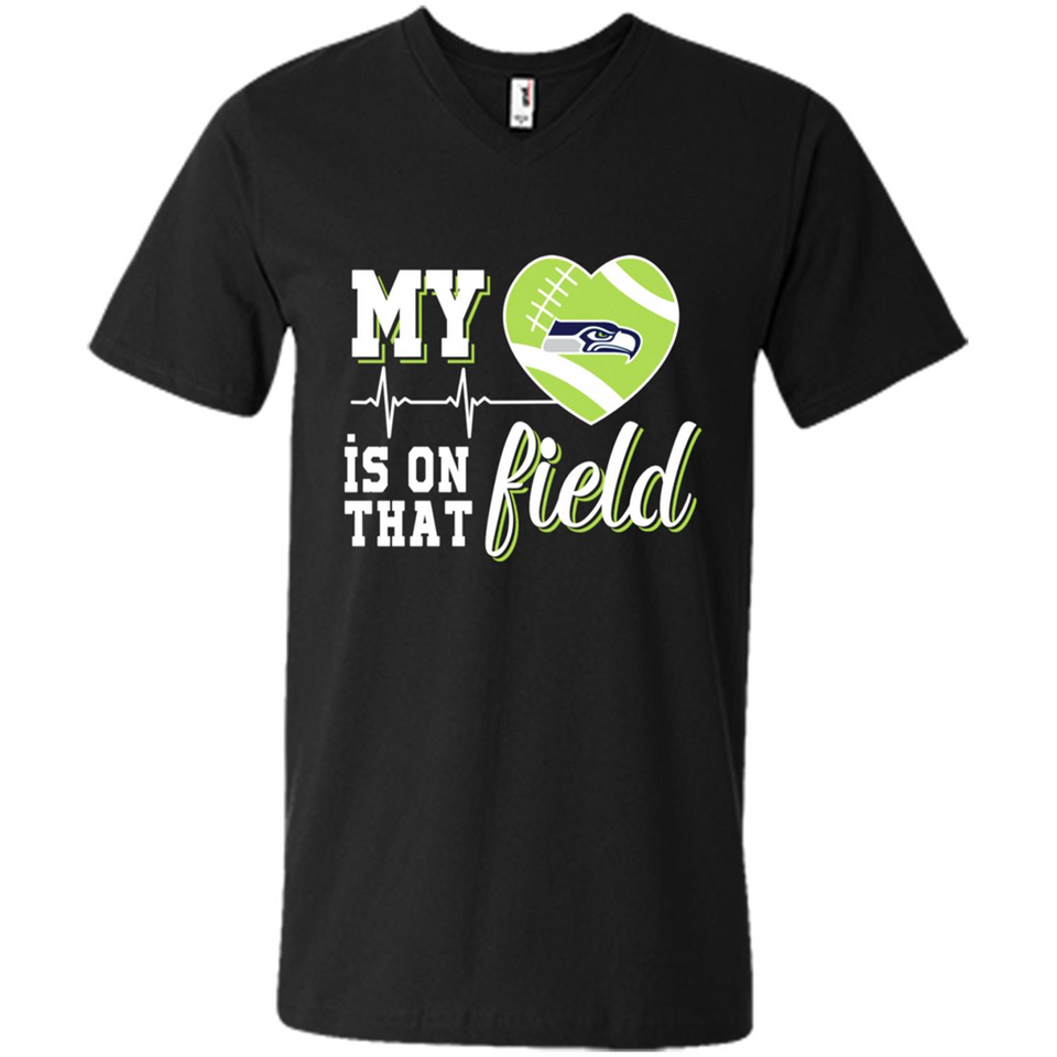 Seattle Seahawks Football My Heart is on that Field - Men's V-Neck