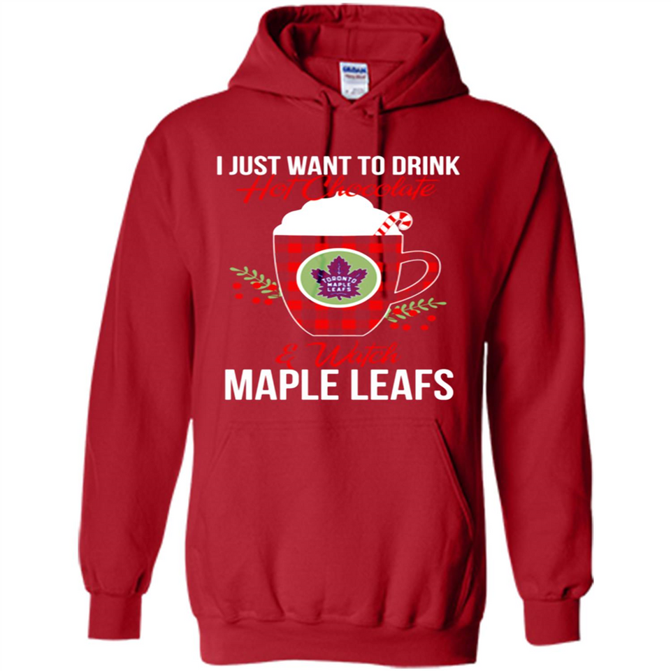 I Just Want To Drink Hot Chocolate & Watch Toronto Maple Leafs Ugly Christmas Sweater PINGPONG