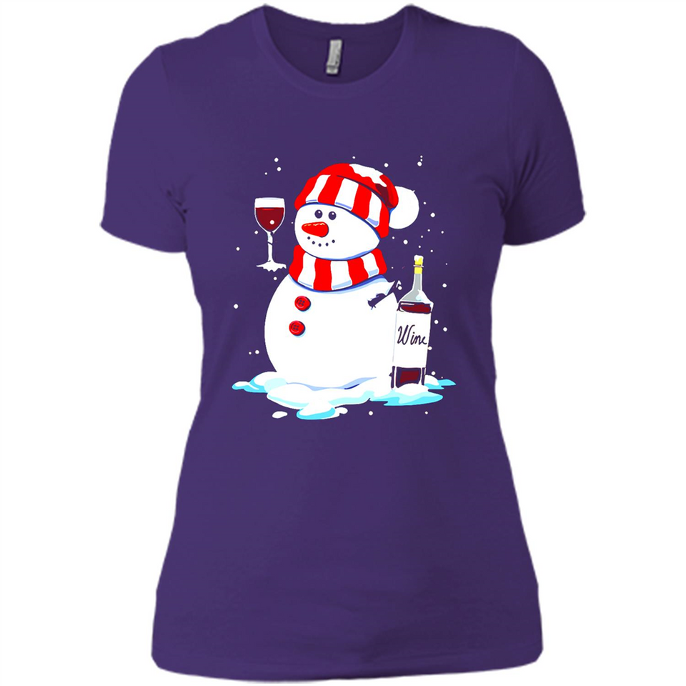 Cute Snowman drink Red Wine Christmas T-Shirt - Ladies' Boyfriend T-Shirt