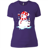 Cute Snowman drink Red Wine Christmas T-Shirt - Ladies' Boyfriend T-Shirt