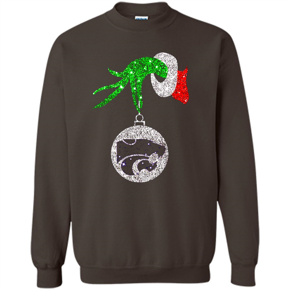 Amazing Kansas State Wildcats Glitter Grinch Monogram Ornament Christmas Gift - Sweatshirt