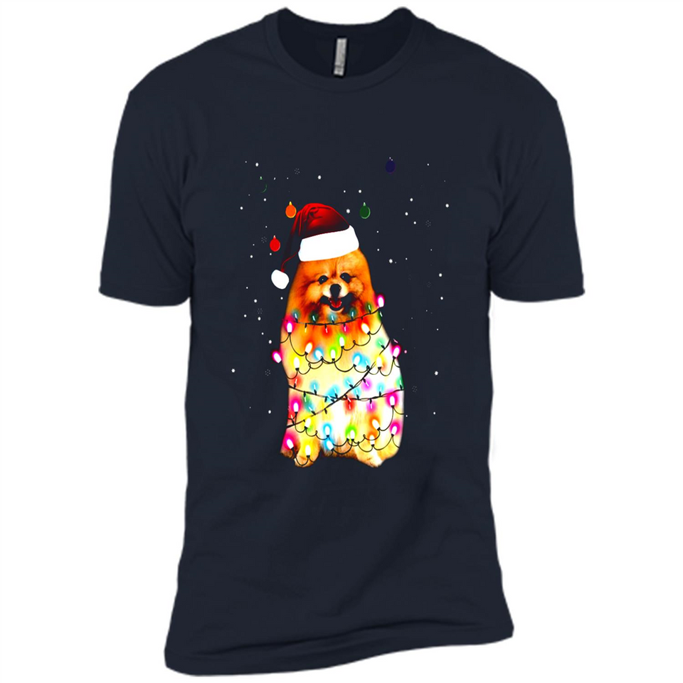 Pomeranian Santa Lights Christmas Dog Xmas Sweatshirt - Premium Short Sleeve T-Shirt
