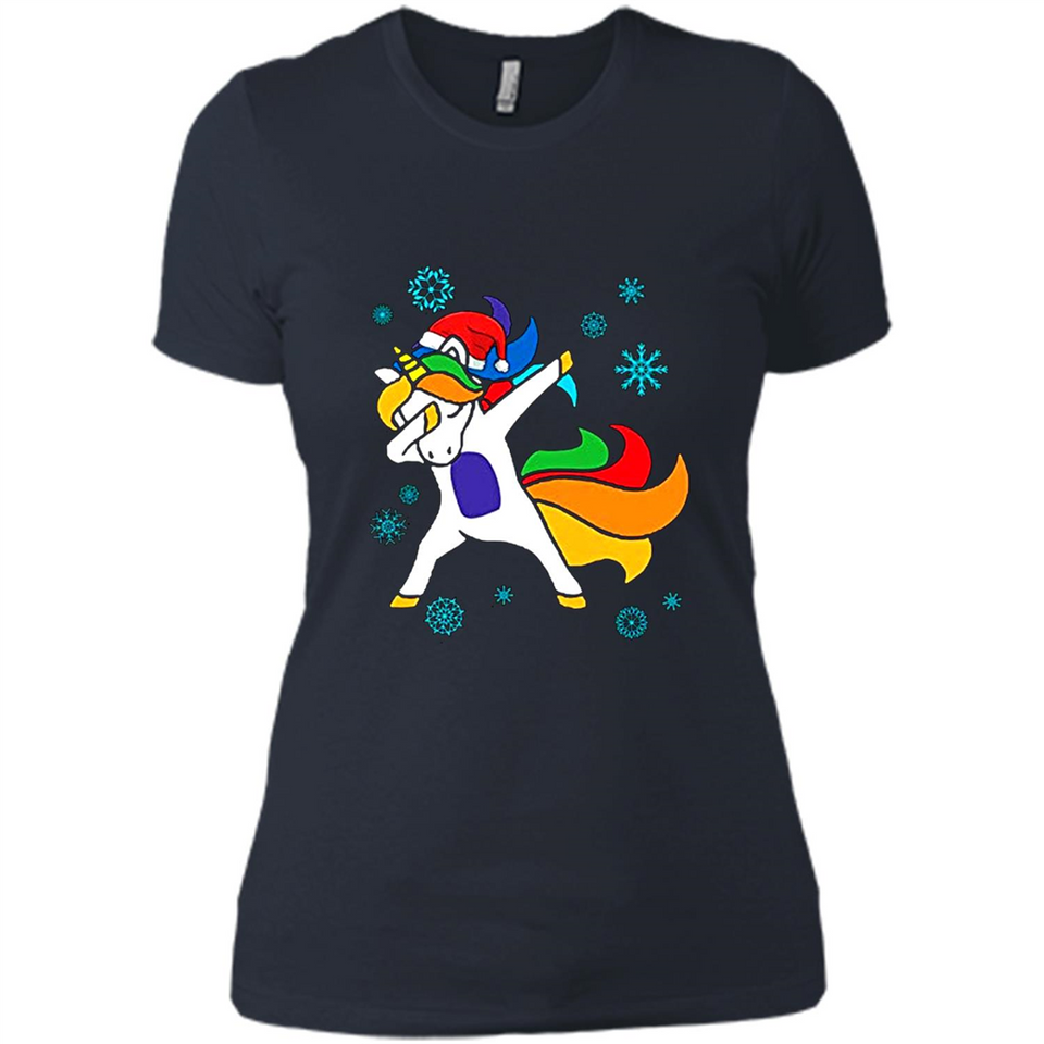 Christmas Dabbing Unicorn - Ladies' Boyfriend T-Shirt