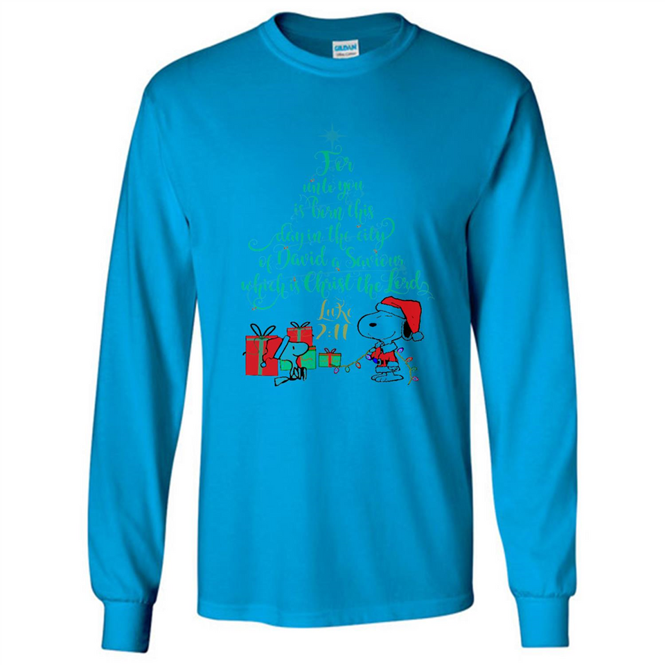 Snoopy Merry Christmas with Christmas tree T-Shirt - Long Sleeve T-Shirt